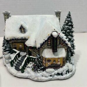 THOMAS KINKAID Hawthorne Village Yuletide Bakery lights up house holiday decor